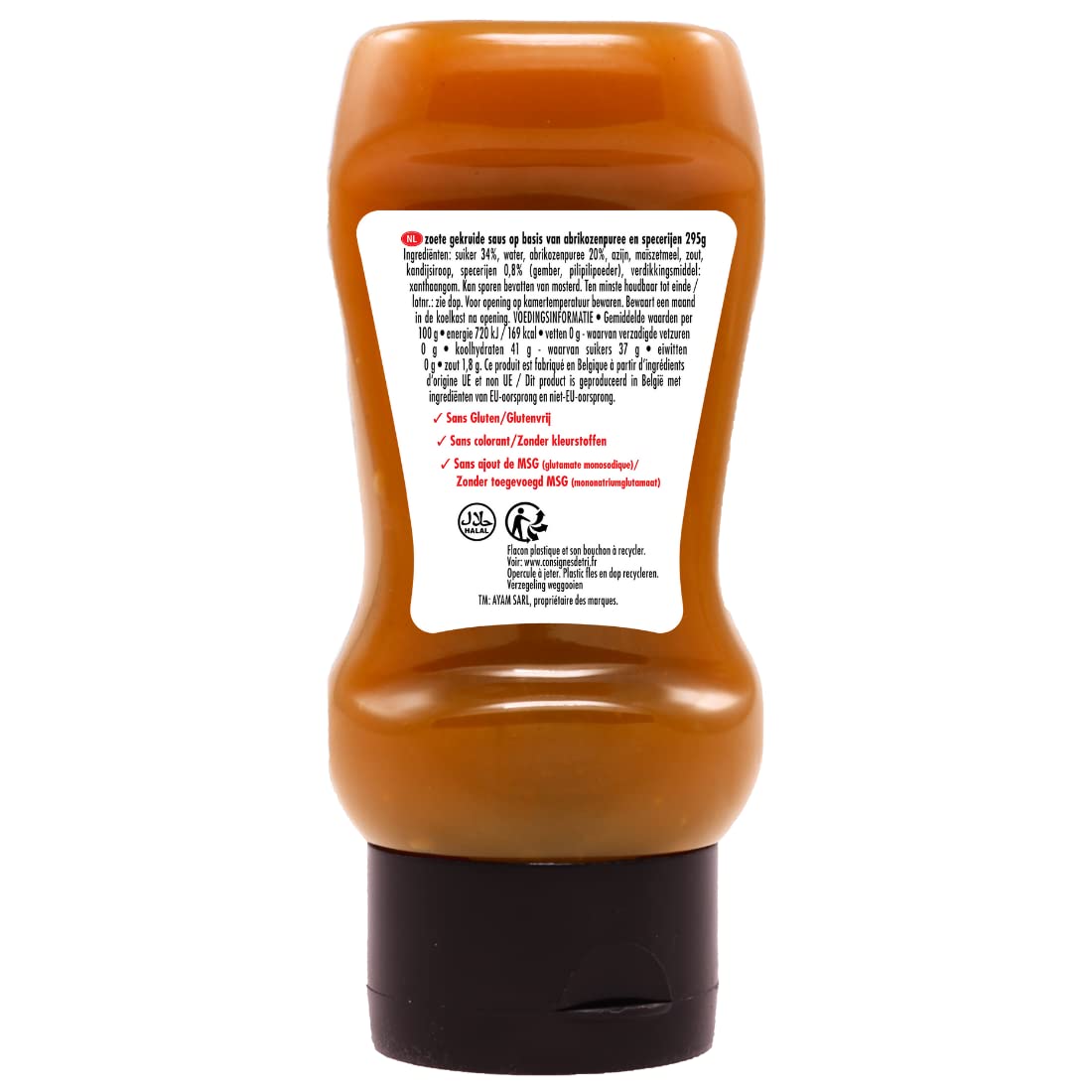 AYAM Sauce chinoise | Sucrée | Purée d'abricots et épices| Haute Qualité | Alimentation Saine | Sans gluten | Sans Glutamate | Sans Colorant Artificiel | Bouchon anti-goutte - 295g - 3
