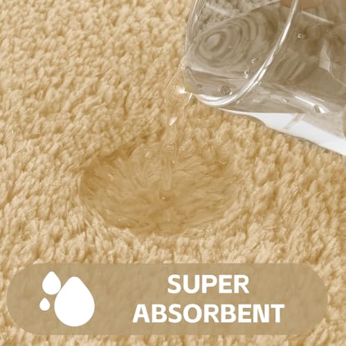 AUAUY Bathroom Mat Sets 2 Piece, Microfiber Fluffy Shaggy Bath Mat+Toilet Rug, Extra Soft Absorbent Bath Mats for Bathroom, Anti Slip Quick Dry Bathroom Rug Toilet Mat for Room Floor, Beige - Cosy Home Interiors AUAUY Bathroom Mat Sets 2 Piece, Microfiber Fluffy Shaggy Bath Mat+Toilet Rug, Extra Soft Absorbent Bath Mats for Bathroom, Anti Slip Quick Dry Bathroom Rug Toilet Mat for Room Floor, Beige - Image 4