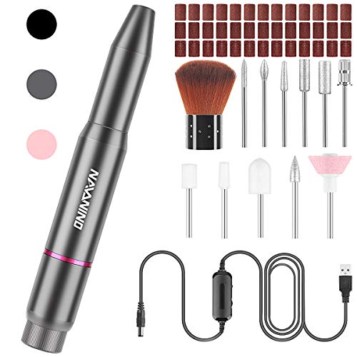NAVANINO Manucure Éléctrique 11 en 1 USB Kit de Pédicure Électrique Lime à Ongle Électrique 2000 RPM Silencieuse pour Les Studios de Manucure et Les Ongles Créatifs Personnels de Bricolage?Noir?
