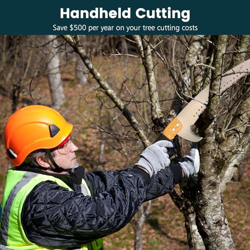 Image of Manual Pole Saws for Tree Trimming 27 FT, Tree Trimmer Long Handle Pruner with Thickened Saw Blade and Scissor, Palm Tree Trimmer for Backyard and Garden, Branch Cutter Pole Saw