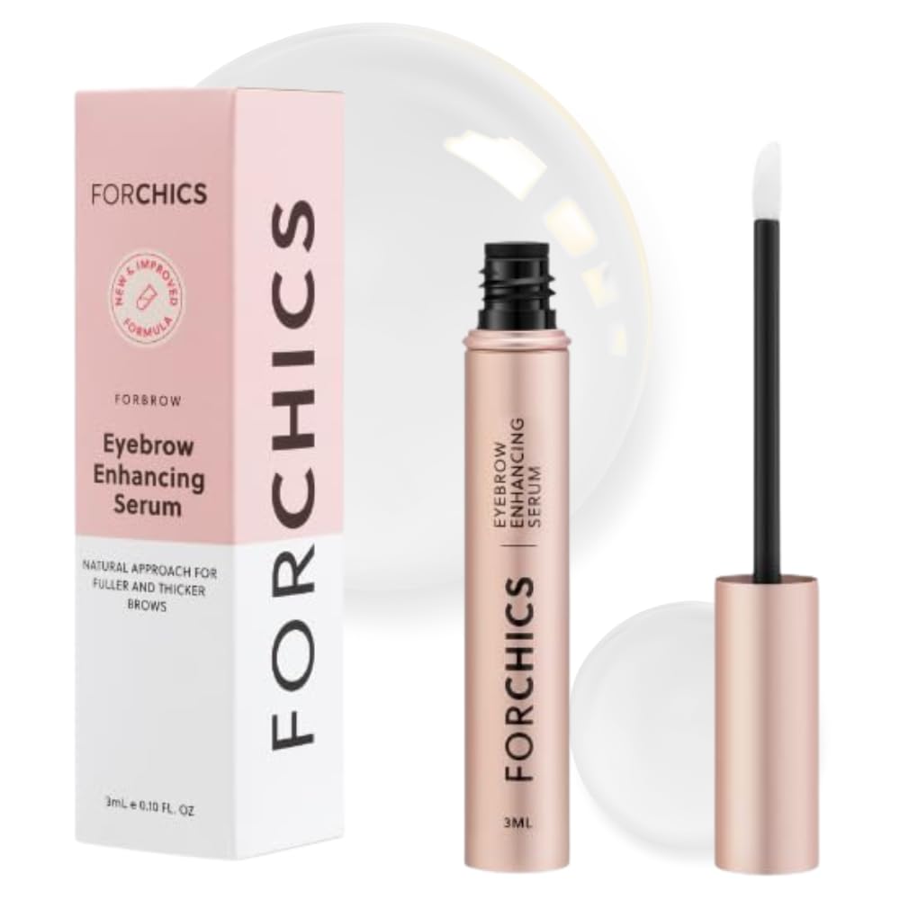 Eyebrow Growth Serum by ForChics - Natural Brow Thickening Treatment with Peptides and Biotin- Hormone-Free, Vegan and Cruelty-Free- Fuller Brows in 2 Weeks- 0.10oz/3ml