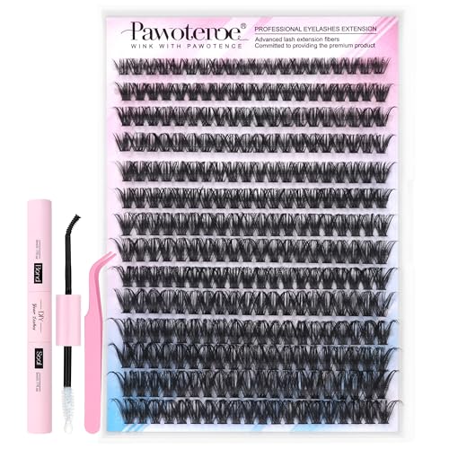 Image of Pawotence Lash Extension Kit DIY 280pcs Individual Lash Clusters Kit 50D 9-16mm Cluster Eyelash Extensions Kit with Lash Bond and Seal, Lash Tweezers for Self Application (50D, 0.07D, 9-16mm, Kit)