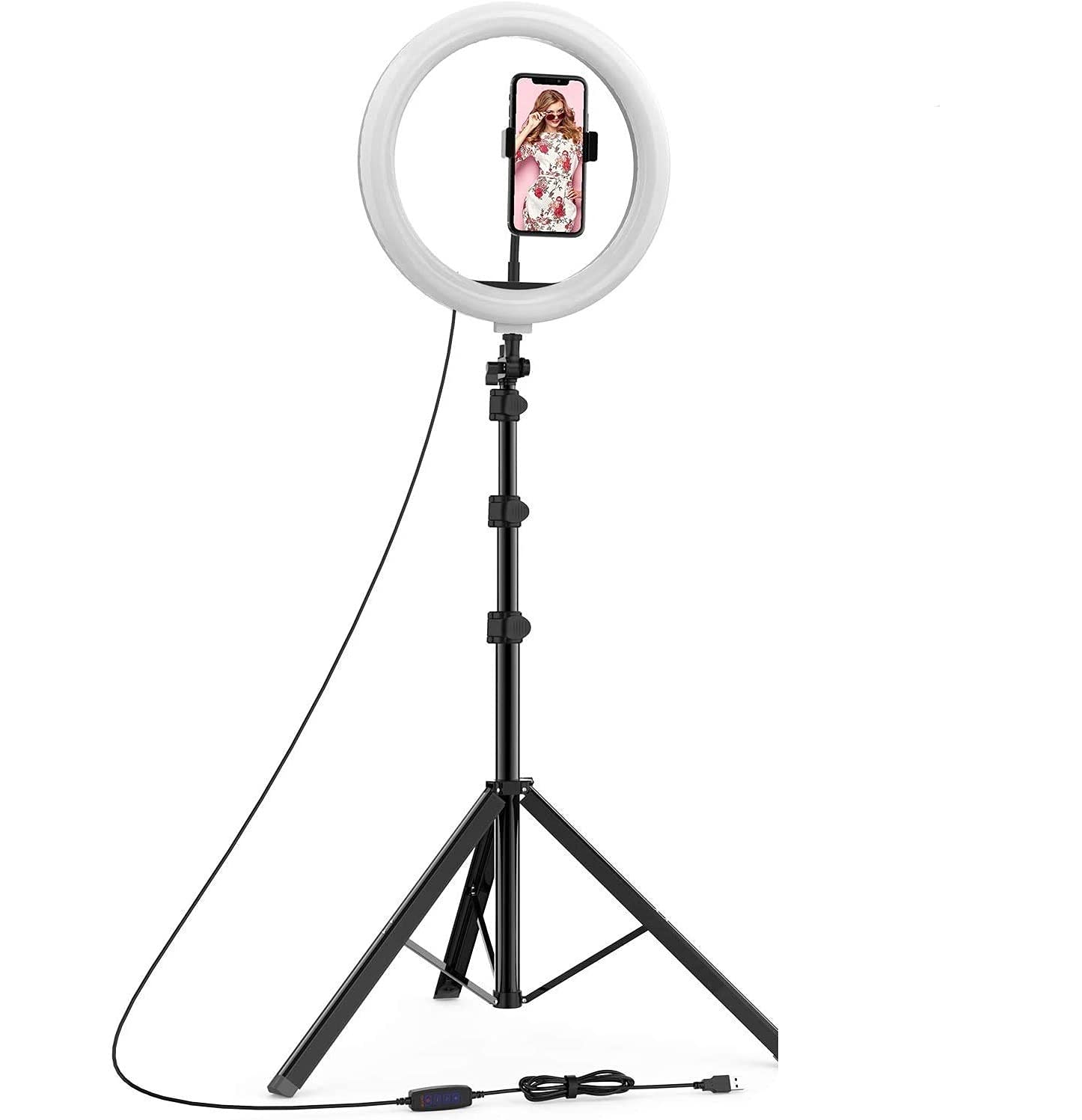 ALCHIKO Professional 10 Inch LED Ring Light with 2.1 Big Tripod Compatible Stand for Smart Phones & Camera| 3 Type Lighting Modes| for Photo & Video Shoot| Live Stream| Makeup & Vlogging