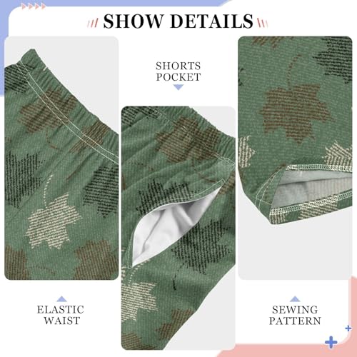 Maple Leaf Camo Boys Long Pants Soft Trousers Elastic Waist Kids Lounge Bottoms with Pockets S-XL4