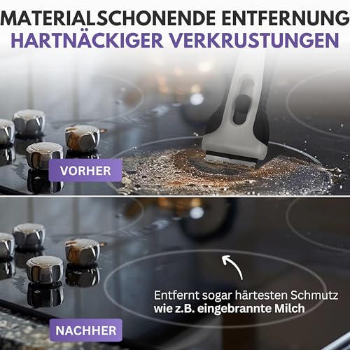 Foto von Filzada® Küchenschaber Grau + 15 Schaber Klingen - Glasschaber Kochfeld Set