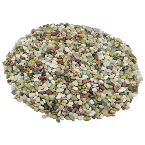 Image of Landscaping Pebbles, Green River Rocks, Ornamental Decor Stones, 5 Pounds