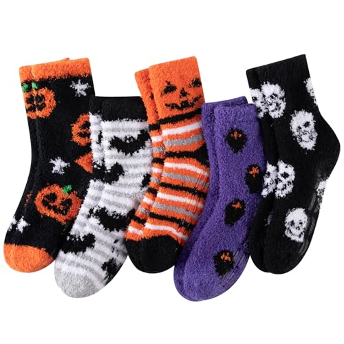 COOVAN Mens Fuzzy Socks Soft Cozy Slipper Fluffy Winter Warm Fleece Socks for Men Plush Sleeping 5 Pairs