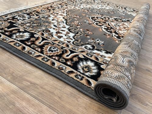 Image of TTC THREAD & TEXTURE CARPET Traditional Comfort: Power-Loomed Carpets for Living Room- Every Space Area Rug Color Grey Size 6x8 Feet (180x235cm)