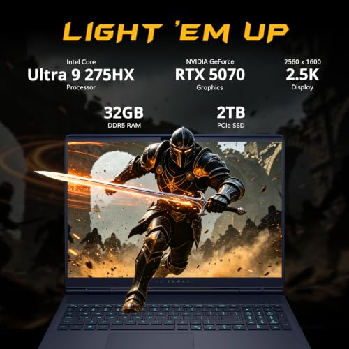 Image of Dell Alienware 16X Aurora 16 inch WQXGA 240Hz Gaming Laptop, Intel Ultra 9 275HX, GeForce RTX 5070, 32GB DDR5, 3TB Storage(2TB SSD+1TB Docking Station), Backlit Keyboard, Win 11, Interstellar Indigo