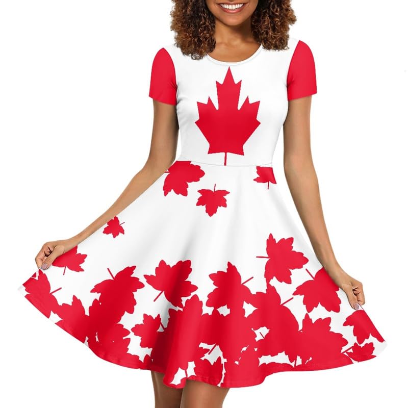 Image of Irisjudy T Shirt Dress for Women Short Sleeve Girls Short Sleeve Dress Plus Size, O Neck Knee Length Midi Dress for Ladies