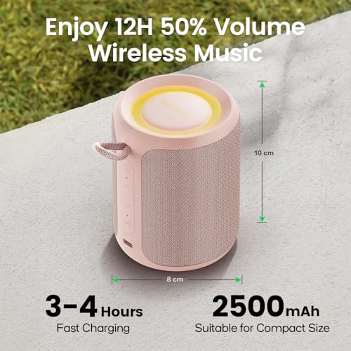 Image of Bluetooth Speaker Wireless,IP67 Waterproof & Dustproof Portable Speaker with Lights,15W Loud Stereo Sound, 2500mAh Battery All Day Playtime, TWS Pairing, BT5.3, Home /Party /Outdoor /Beach (Pink)