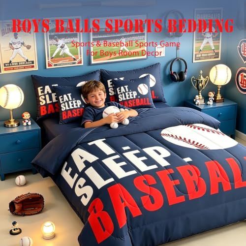 Image of Feelyou Baseball Comforter Set Full Size 7 Piece for Boys Girls Women Men