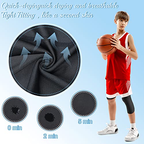 Hercicy 2 Packs Boys' Youth One Leg 3/4 Compression Tights for Basketball Capri Tights Athletic Base Layer Pants2