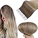 Produktbild Easyouth Adhesive Extension Natürliche Haarfarbe Aschbraun Verblassen zu Platinblond Markieren Sie Aschblond 20 Zoll 50 cm Echthaarverlängerung 50 g