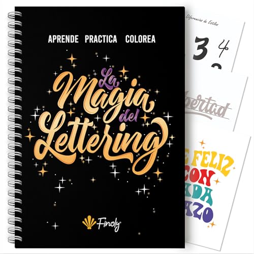 Finoly Cuaderno Lettering Adultos | Libro Lettering y Caligrafía para Colorear a Mano | Cuaderno Caligrafía y Lettering Principiantes y Avanzados | libro Aprender a Escribir A4