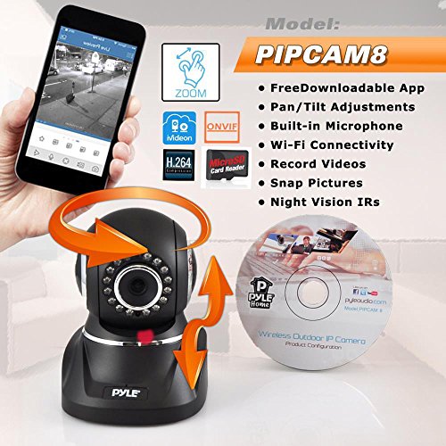 Indoor Wireless Security Ip Camera - 1Mp Hd 720P Home Wifi Nanny Remote Video Monitor - Electronic Motorized Rotating Ptz Pan Tilt Network Surveillance, Voice Mic Audio For Mobile & Pc - Pyle Pipcam8 #TOP6