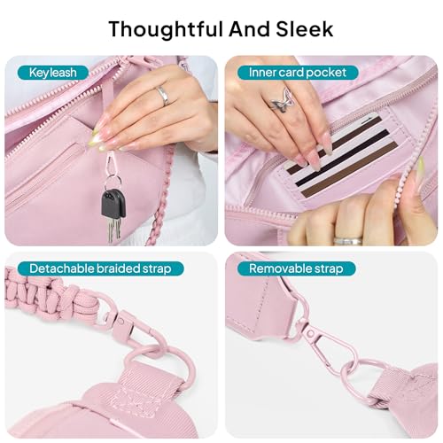 Image of TOPEAST Fanny Pack for Women, Anti-Theft Travel Belt Bag Crossbody Sling Bag Purse with RFID Blocking, Small Fashion Bum Bag with Multiple Pockets for Hiking Walking Sport, Pink