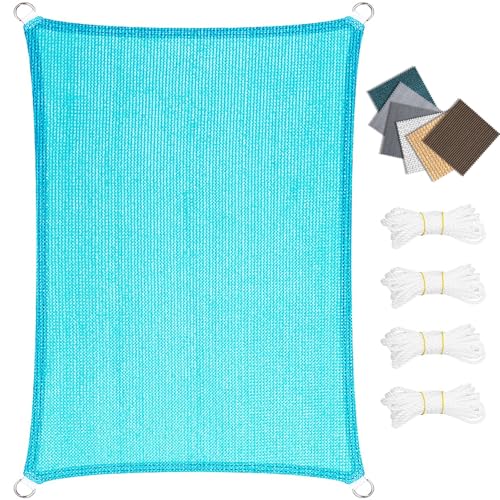 Sonnensegel Atmungsaktiv 80 x 140 cm, Sonnenschutz, Hdpe-Kunststoff, Winddicht Uv-Beständig Reißfest, Windschutz Markisenstoff Balkon Sichtschutz, für Terrasse Garten, Himmelblau