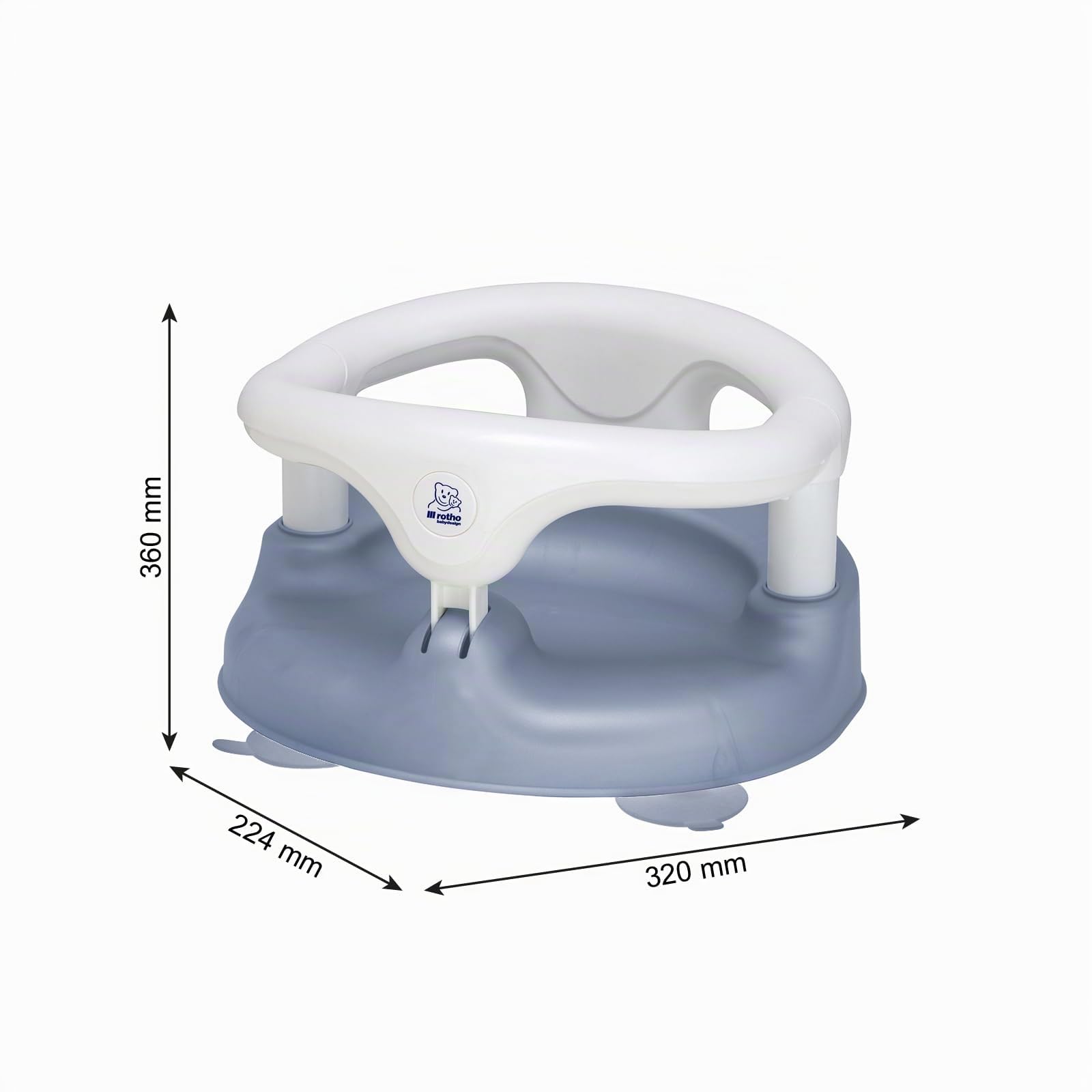 Rotho Babydesign asiento de bañera azul - Antideslizante y gran comodidad de asiento con cierro de seguridad - Asiento de baño