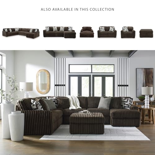Image of Signature Design by Ashley Midnight‑Madness Sectionals, 4‑Piece Jumbo Corduroy Living Room Seating with Chaise, Plush Cushions for Comfort, 121 inch W x 151 inch D x 40 inch H