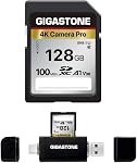 【5-Years Data Recovery】 GIGASTONE 128GB SDXC Memory Card 4K Pro Series Camera Transfer Speed Up to 100MB/s Compatible with Canon Nikon Sony Camcorder, A1 V30 UHS-I Class 10 for 4K UHD Video
