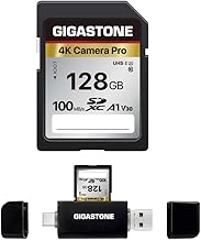 【5 Years Free Data Recovery】 GIGASTONE 128GB SD Card with USB Type C Card Reader, V30 4K Ultra HD UHD Video Compatible with Canon, Sony, Panasonic Digital Camera with 1 Mini Box