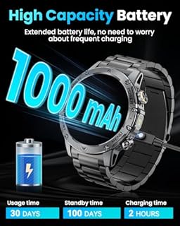 Military Smart Watch (Answer/Make Calls), 1.7″ Smart Watch for Men with 1000 mAh Battery/Led Flashlight/Heart Rate/Sleep Monitor 100+ Sport Modes, Answer/Make Calls Fitness Watch for Android/iPhone