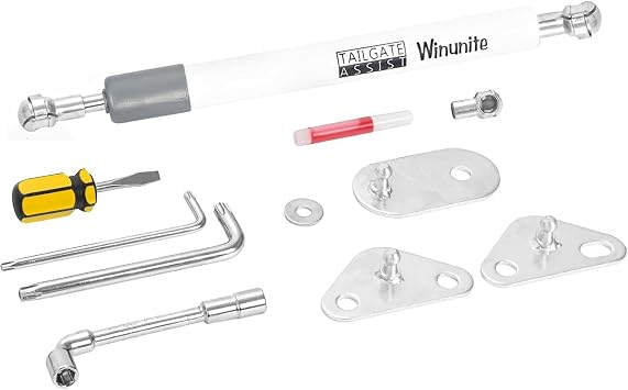 Winunite Compatible with 2015-2026 F150 White Tailgate Assist 1045 Steel Material, Quiet Controlled Descent, No More Slamming Down, No Drill Bolt-On Installation with All Tools Included