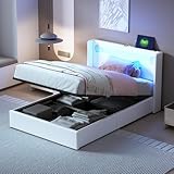LAKFEW Cama Individual Cama 90x200 cm con USB y Luz LED, Sin Colchón