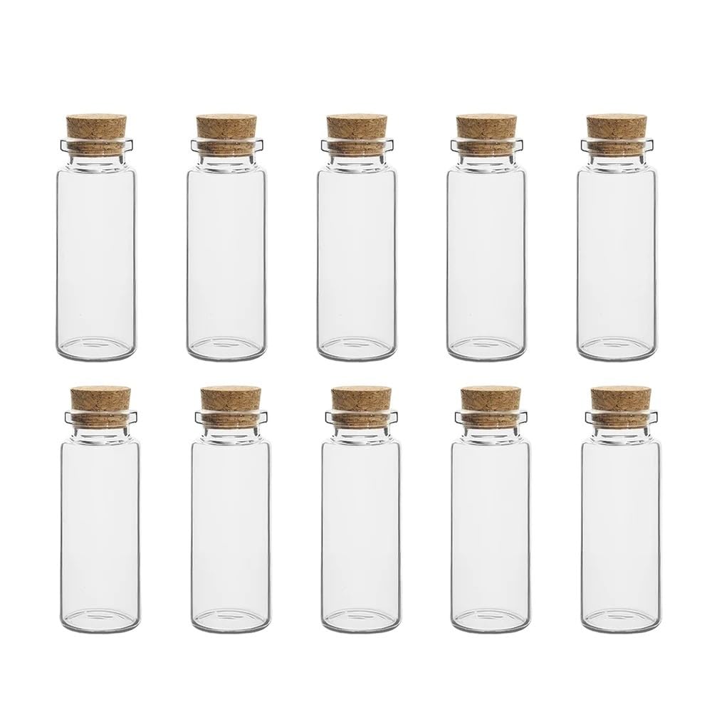 GOCENJIU Cork Stopper Jar 10pcs Mini Transparent Glass Bottles, Wedding Decor Jars Storage Vials with Cork Stopper for DIY Container