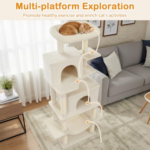Árbol para Gatos 70 Pulgadas con Rascadores y Hamaca Beige miniatura 3