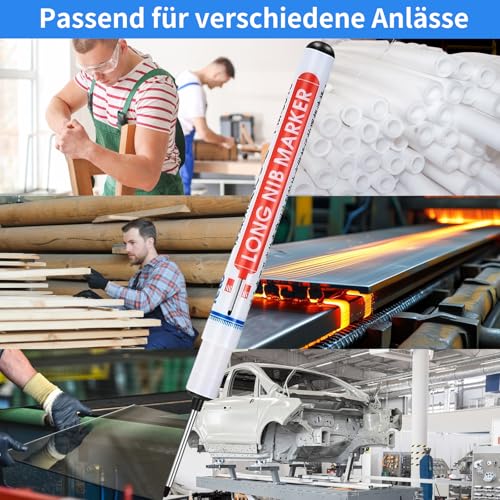10 Stück Tieflochmarker Bohrlochmarker, 20mm Extralange Spitze Tiefenlochmarker, Langlochmarker, Markierungsstift, extralange Spitze Anzeichenstift für Fliesen Metall Holz Handwerk Stein (Schwarz)