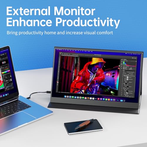 VisionOwl Portable Monitor 15.6 Inch 1080P FHD 85% sRGB Second Screen, USB-C HDMI HDR FreeSync Travel Monitor for Laptop PC MacBook PS5 Xbox, VESA Mountable, with Speakers, Cover Stand, Silver by VisionOwl - Image 2