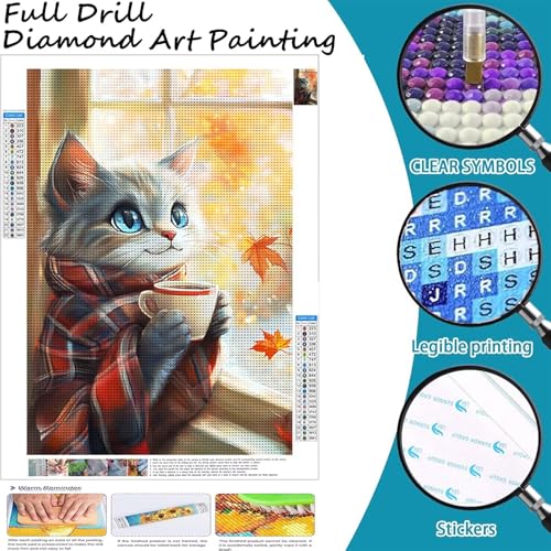Peinture Diamant Chat 70x100cm pour Éviter le Stress et Décorer