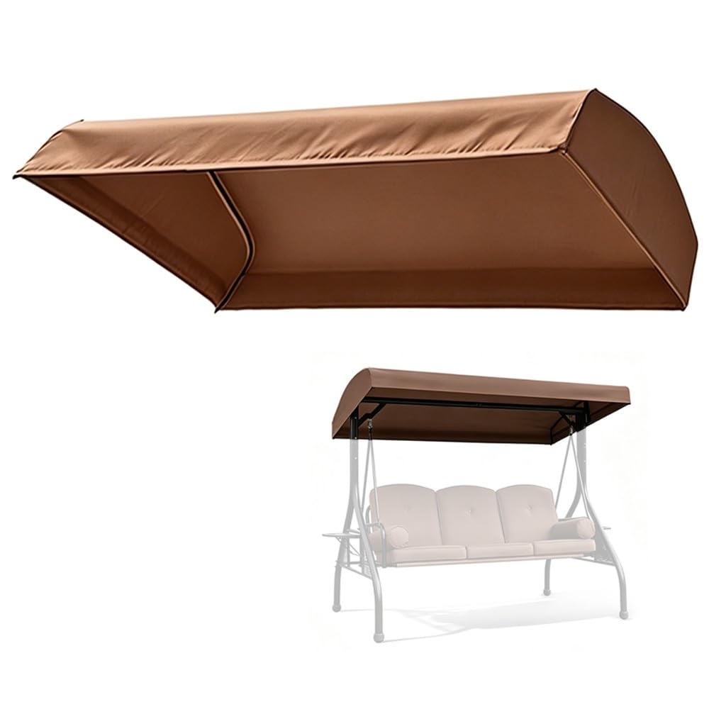 190x120cm Toit De Balancelle De Jardin Exterieur 3 Places Auvent Imperméable De Rechange pour Balancelle Toile Oxford Universelle Toit De Balançoire(Brown,77x49x9in(195x125x20cm))