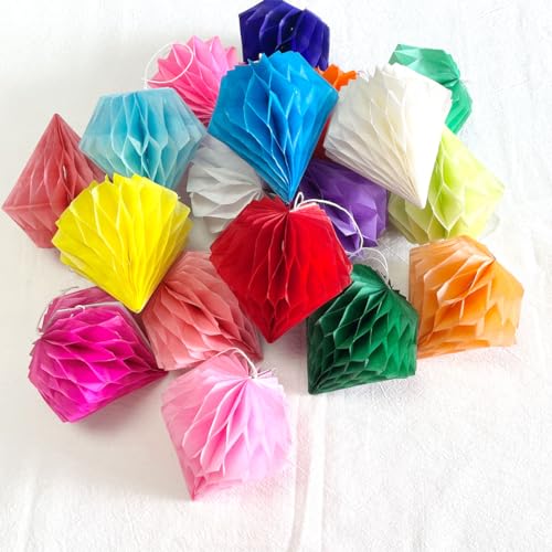 Honeycomb Balls 20pcs 4'' Honeycomb Diamond Decorations Tissue Paper Honeycomb Party Honeycomb Ball Hanging Paper Honeycomb Flower Balls for Baby Shower Birthday Wedding Nursery Decor(Colorful kit)