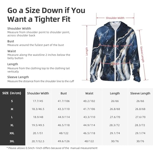 UPF 50+ Sun Protection Hoodie Long Sleeve Marble Navy Blue Sun Shirt Rash Guard Fishing Shirts for Men2