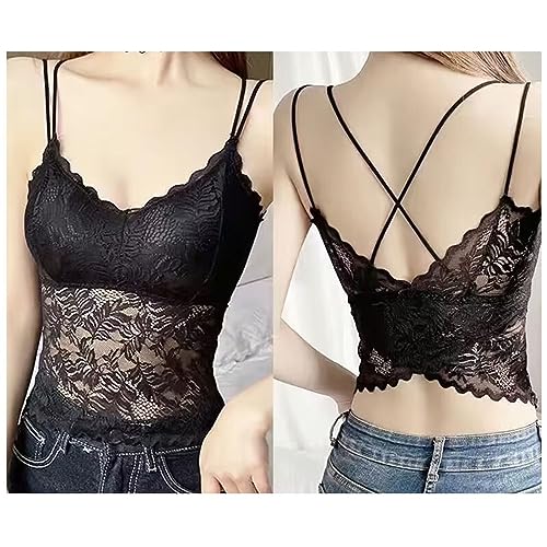 Camisola Sexy For Mujer Lencería Con Almohadilla For El Pecho Sujetadores Con Espalda Descubierta Top De Tubo Con Tirantes Finos Ropa Interior Bralette For Fiesta Playa ( Color : Black , Size : 40-55k