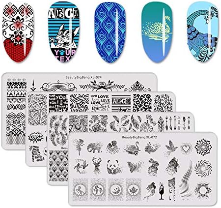 BEAUTYBIGBANG 12Pcs Nail Stamping Round Stamping Plates Geometric Flowers Summer Holiday Theme Image Nail Art Design Stamp Kit for Manicure Tool BBB011-022