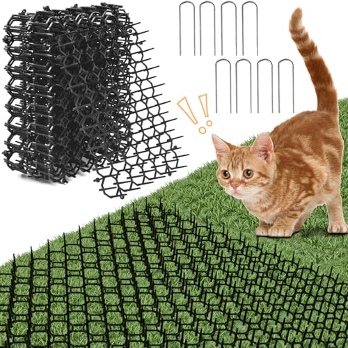 XHYASD 30 x 200 cm, griglia contro i gatti, in plastica, per gatti, da giardino, con 8 punte per cani, gattini, animali selvatici (nero 2)