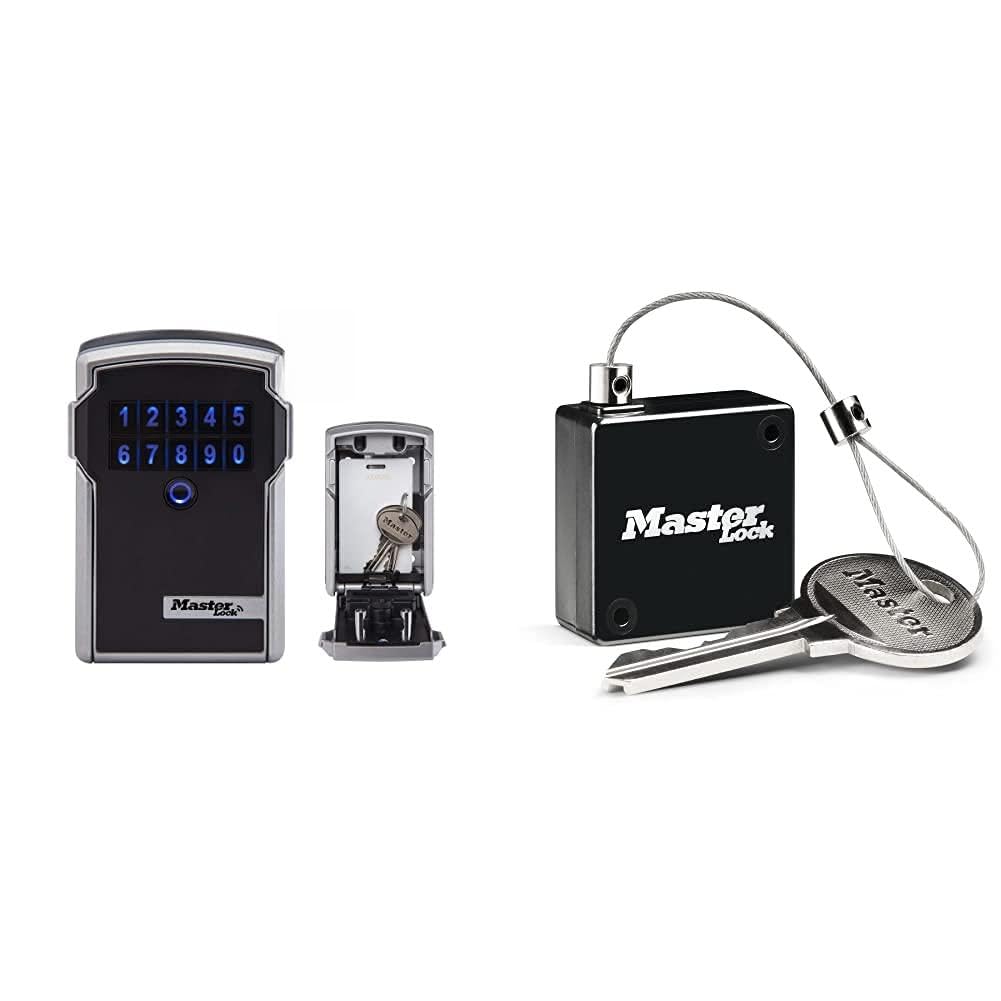 Master Lock Boite à Clés Sécurisée connectée + Câble Rétractable [Bluetooth] [Fixation Murale] - 5441EURD - Select Access Smart Partagez Un accès à Vos Clés à Distance
