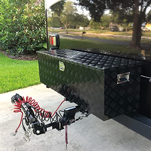 Fgjqefg 39 Inch Aluminum Heavy Duty Truck Bed Tool Box Truck Car Outdoor Trailer Pickup Underbody Toolbox, Rv Storage Organizer Trailer Storage Tool Box W/Lock & Keys, 5 Bar Tread, Black (39"X13"X10") #TOP2