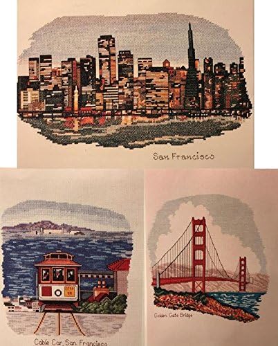 Vintage 1980s Cross Stitch Charted Graphs Bundle - California Landmark Series by Jean Lanning - San Francisco Skyline - Golden Gate Bridge - Cable Car