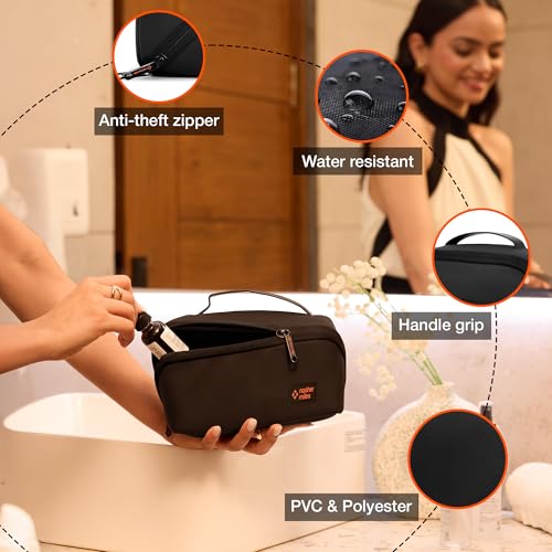 Image of Nasher Miles Dock Toiletry Kit 180 Opening Cosmetic Bag | Polyester Travel Pouch Organizer | Multipurpose Storage Compartments & Carry Handle | Travel Accessory for Men & Women (Black)