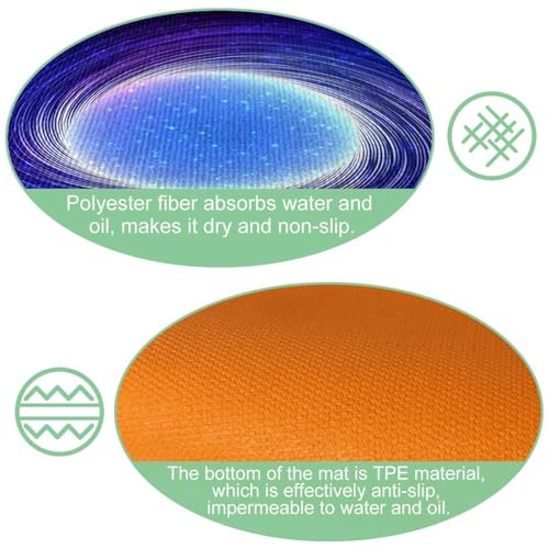 Tapetes de cocina VAPOKF con espiral neón lavables y antideslizantes pack de 2 6