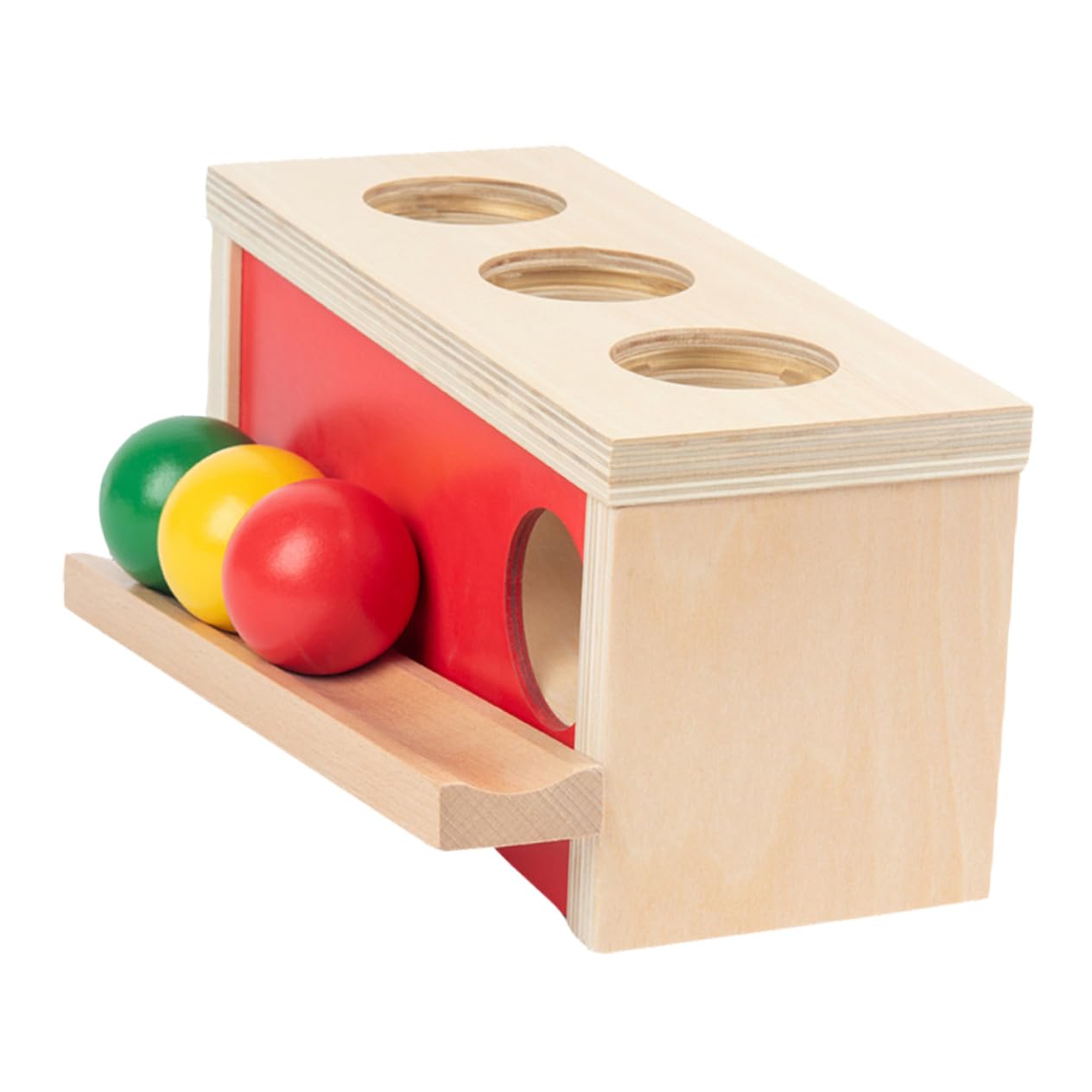 Milisten Juguete de Pelota de Prensa Educativa Roja de Madera para Niños