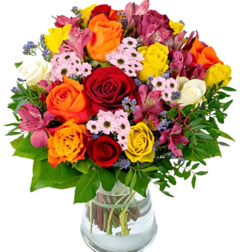 Blumenstrauß 'Farbtraum XL“ | Rosen, Inkalilien, Statice & Mehr | Bunt | Top Qualität | 7-Tage-Frischegarantie | Wunderschöne Geschenkidee
