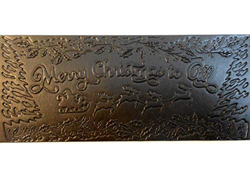 Genuine Tooled Leather Santa Claus Belt and Buckle, Merry Christmas to All, USA, Black, Top Grain, 3 in Wide, with 2 Keepers3