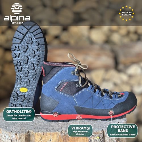 Alpina Joy Men’s Boots – Super Light Leather Hiking Shoes with Waterproof Breathable Membrane, All Weather Grip Slip Resistant Outsole, Approach and Climbing Footwear, Made in Europe2