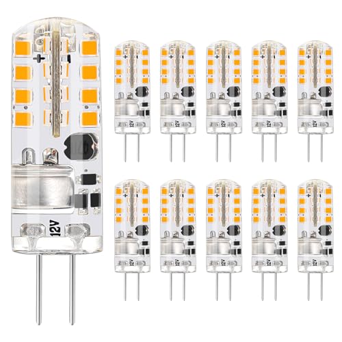 💡【Super Luminosa】:Dimensioni-10.9mm x 36.5mm, AC/DC 12V, 180LM 2700K Bianco Caldo, lampadina G4 LED NON Dimmerabile non può funzionare con dimmer allo stesso tempo.La luce è morbida e senza abbagliamento, sicura per gli occhi.Si prega di controllare le dimensioni prima dell'acquisto per assicurarsi che si adatti.